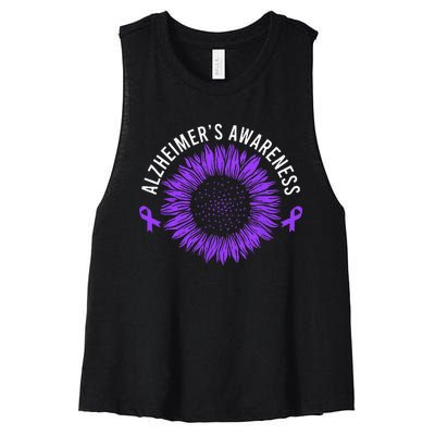 Alzheimer´s Awareness Purple Ribbon Women's Racerback Cropped Tank