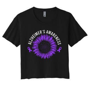 Alzheimer´s Awareness Purple Ribbon Women's Crop Top Tee