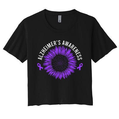 Alzheimer´s Awareness Purple Ribbon Women's Crop Top Tee