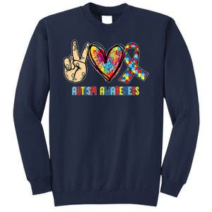 Autism Awareness Peace Love Autism Tall Sweatshirt