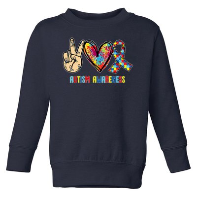 Autism Awareness Peace Love Autism Toddler Sweatshirt