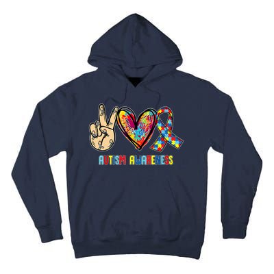 Autism Awareness Peace Love Autism Tall Hoodie