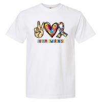 Autism Awareness Peace Love Autism Garment-Dyed Heavyweight T-Shirt