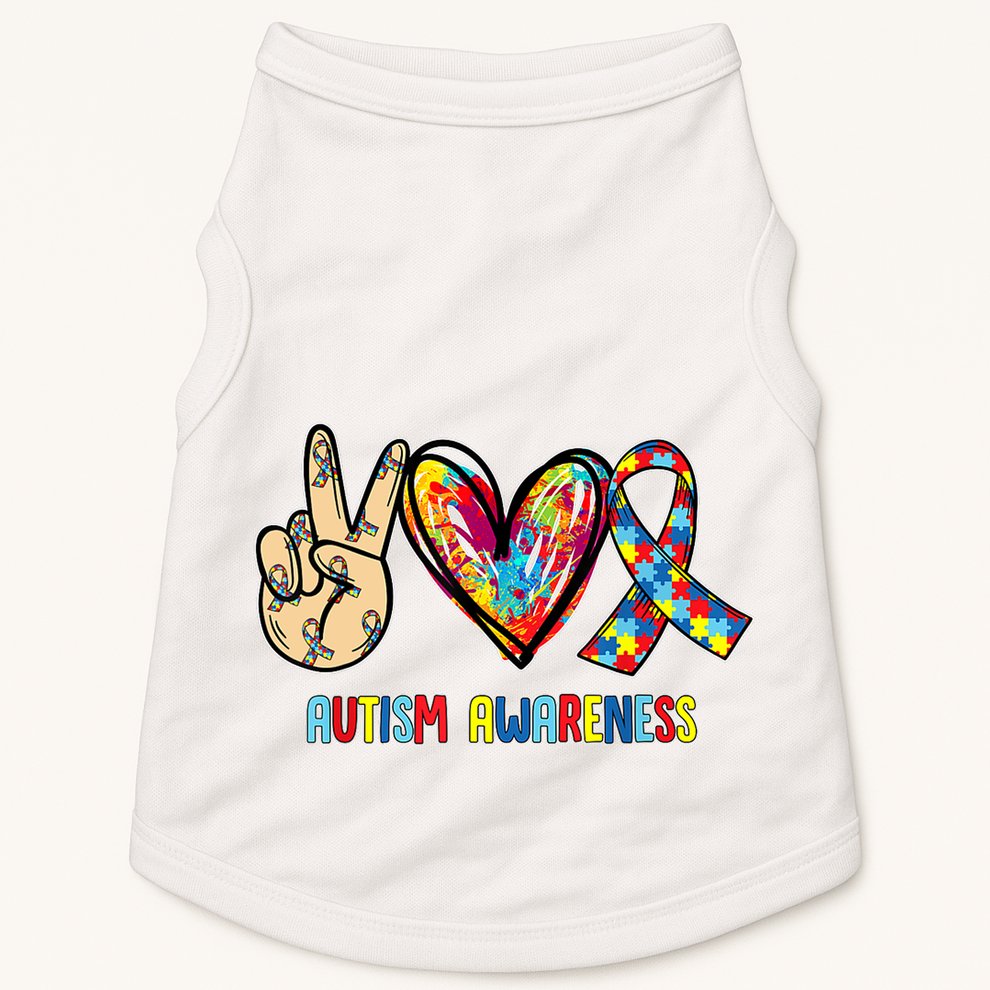 Autism Awareness Peace Love Autism Doggie Tank