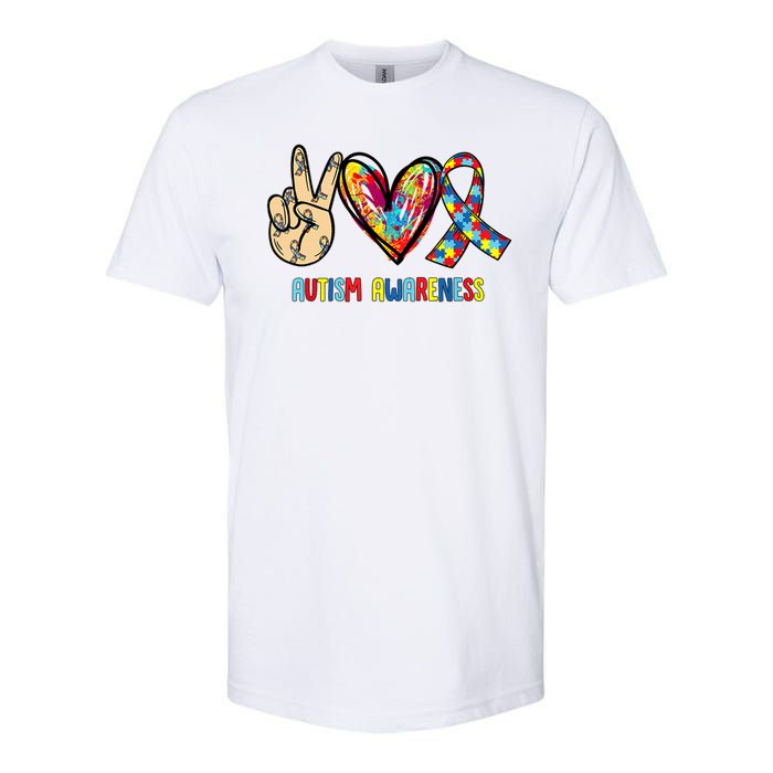 Autism Awareness Peace Love Autism Softstyle CVC T-Shirt