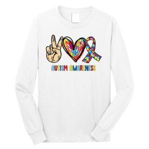 Autism Awareness Peace Love Autism Long Sleeve Shirt