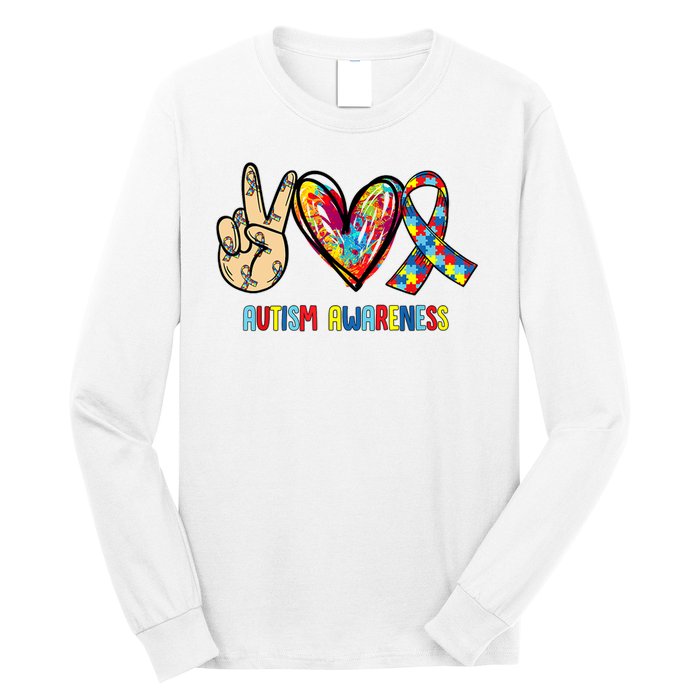 Autism Awareness Peace Love Autism Long Sleeve Shirt