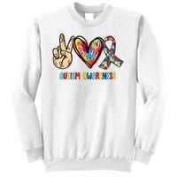 Autism Awareness Peace Love Autism Sweatshirt