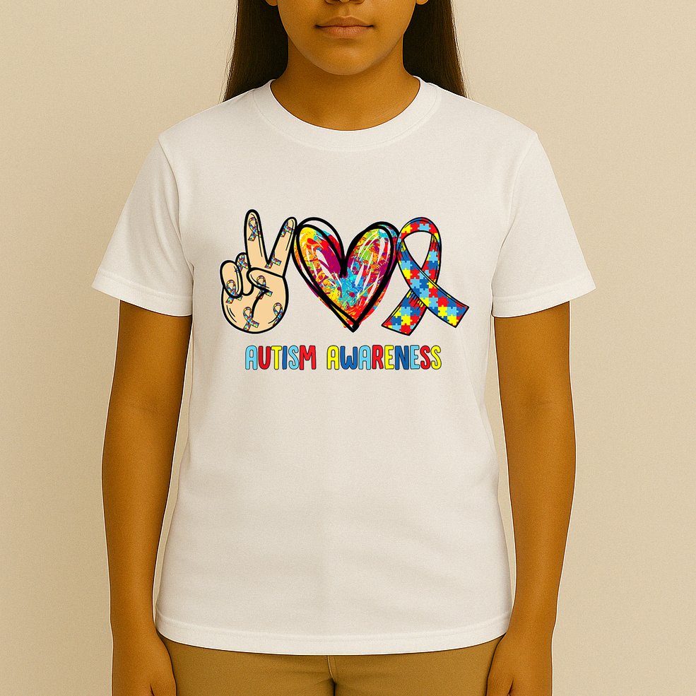 Autism Awareness Peace Love Autism T-Shirt