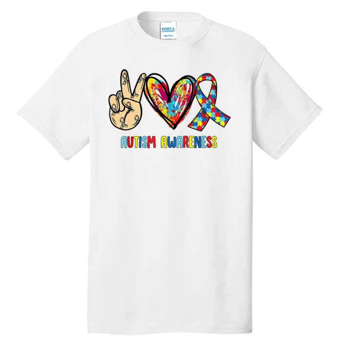 Autism Awareness Peace Love Autism Tall T-Shirt