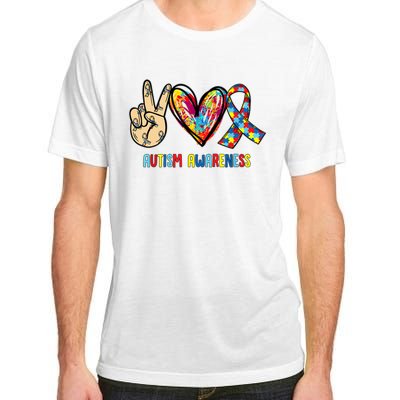 Autism Awareness Peace Love Autism Adult ChromaSoft Performance T-Shirt