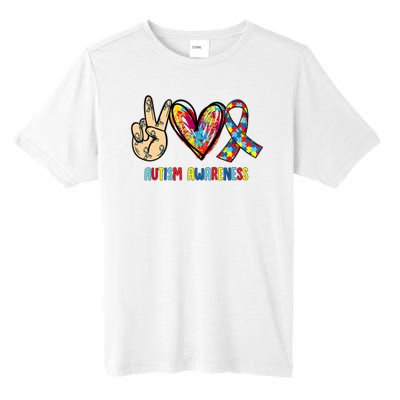 Autism Awareness Peace Love Autism Tall Fusion ChromaSoft Performance T-Shirt