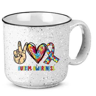 Autism Awareness Peace Love Autism 15oz Campfire Ceramic Mug