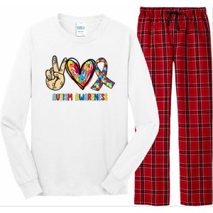 Autism Awareness Peace Love Autism Long Sleeve Pajama Set