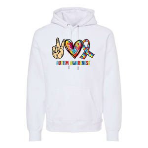 Autism Awareness Peace Love Autism Premium Hoodie