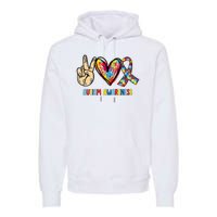 Autism Awareness Peace Love Autism Premium Hoodie