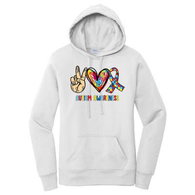 Autism Awareness Peace Love Autism Women's Pullover Hoodie