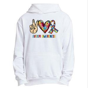 Autism Awareness Peace Love Autism Urban Pullover Hoodie