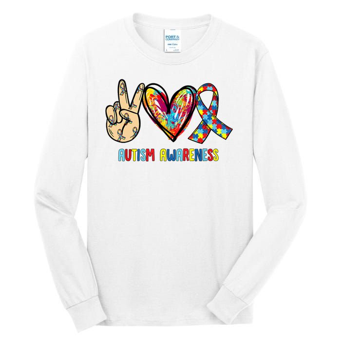 Autism Awareness Peace Love Autism Tall Long Sleeve T-Shirt