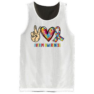 Autism Awareness Peace Love Autism Mesh Reversible Basketball Jersey Tank