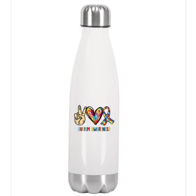 Autism Awareness Peace Love Autism Stainless Steel Insulated Water Bottle