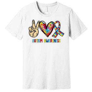 Autism Awareness Peace Love Autism Premium T-Shirt