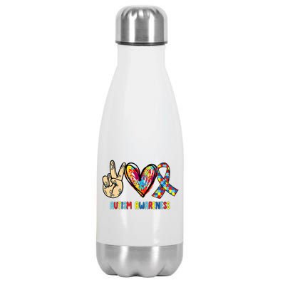 Autism Awareness Peace Love Autism Stainless Steel Insulated Water Bottle