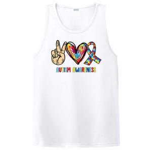 Autism Awareness Peace Love Autism PosiCharge Competitor Tank