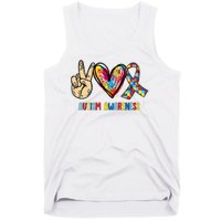 Autism Awareness Peace Love Autism Tank Top