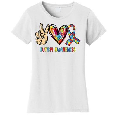 Autism Awareness Peace Love Autism Women's T-Shirt