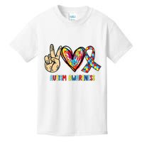 Autism Awareness Peace Love Autism Kids T-Shirt