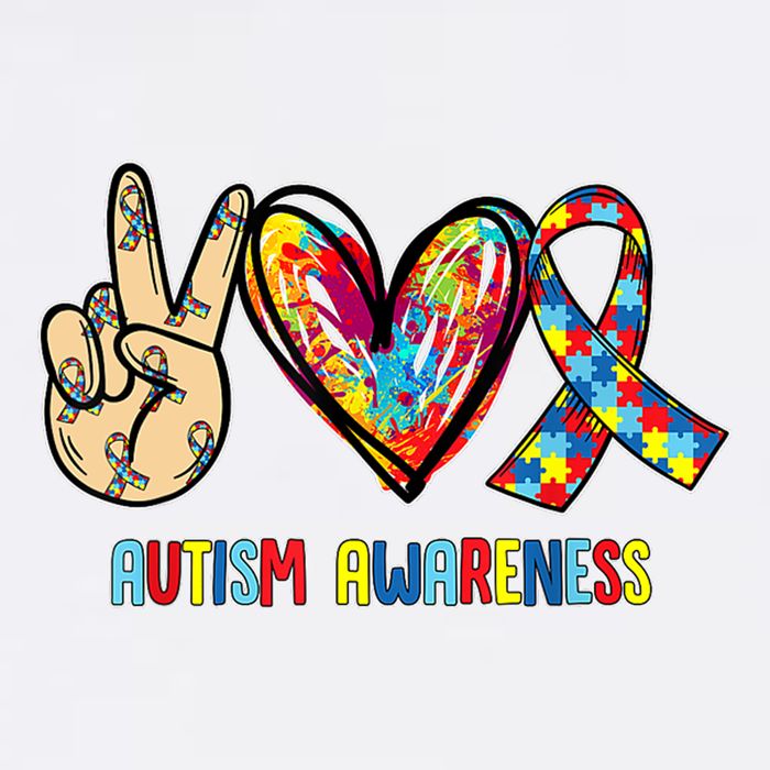 Autism Awareness Peace Love Autism Kids T-Shirt