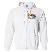 Autism Awareness Peace Love Autism Full Zip Hoodie