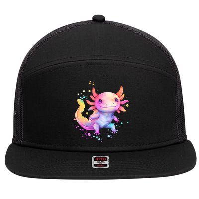 Axolotl Animal Pop Art Cute Axolotl Lover 2 7 Panel Mesh Trucker Snapback Hat