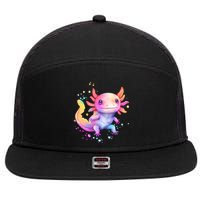 Axolotl Animal Pop Art Cute Axolotl Lover 2 7 Panel Mesh Trucker Snapback Hat