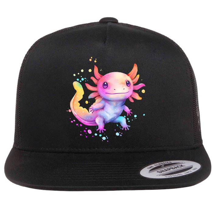 Axolotl Animal Pop Art Cute Axolotl Lover 2 Flat Bill Trucker Hat