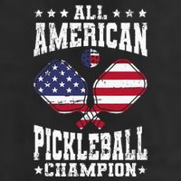 All American Pickleball Champion Patriotic Paddleball 7 Panel Mesh Trucker Snapback Hat