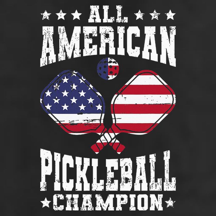 All American Pickleball Champion Patriotic Paddleball 7 Panel Mesh Trucker Snapback Hat