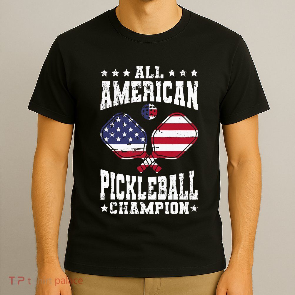 All American Pickleball Champion Patriotic Paddleball T-Shirt