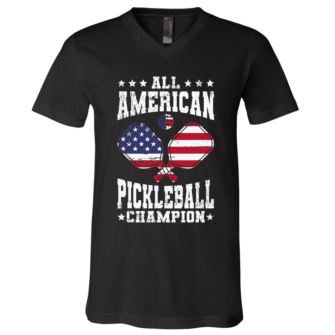 All American Pickleball Champion Patriotic Paddleball V-Neck T-Shirt