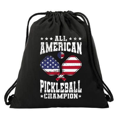 All American Pickleball Champion Patriotic Paddleball Drawstring Bag