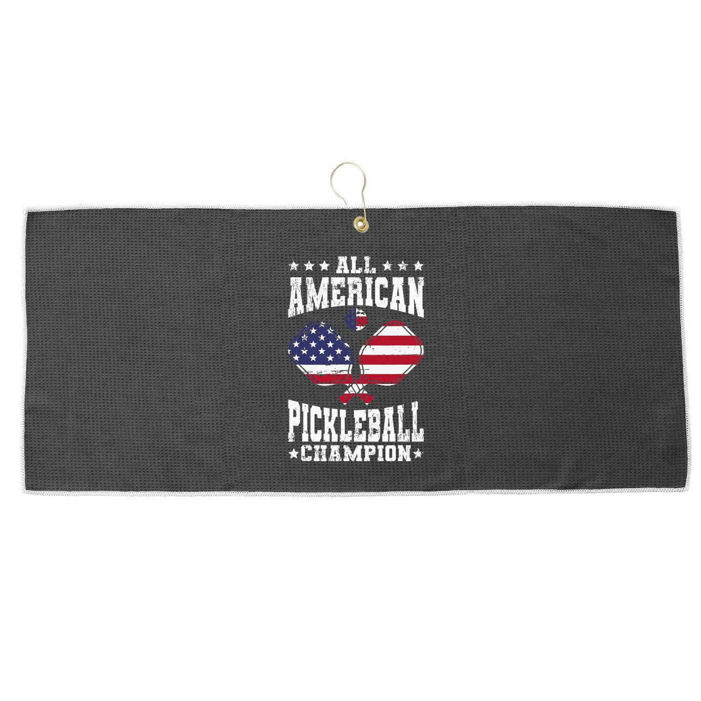 All American Pickleball Champion Patriotic Paddleball Large Microfiber Waffle Golf Towel