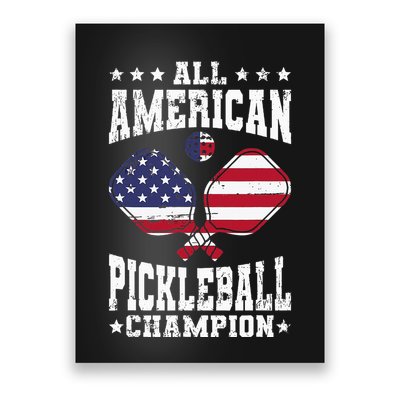 All American Pickleball Champion Patriotic Paddleball Poster