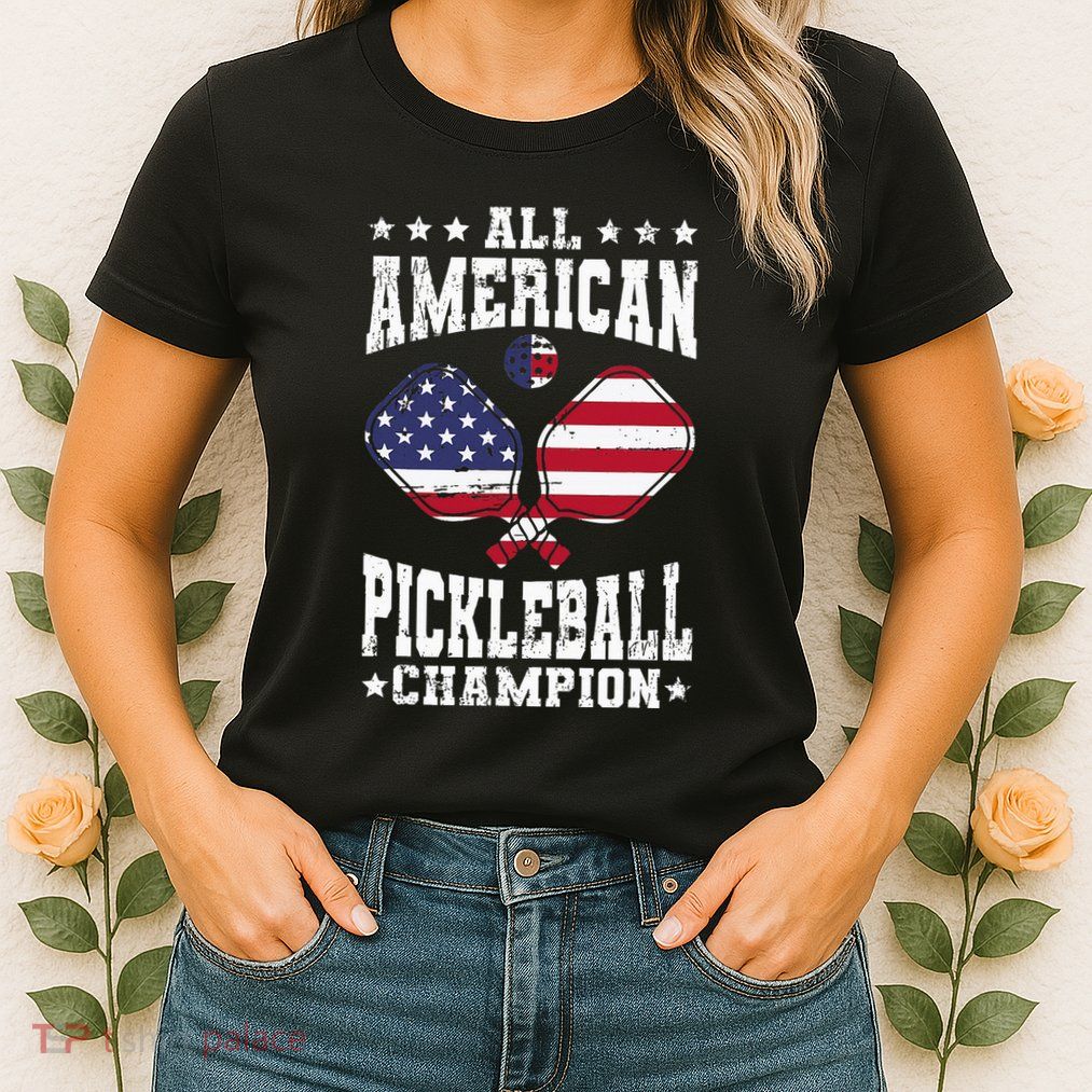 All American Pickleball Champion Patriotic Paddleball Womens T-Shirt
