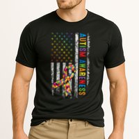Autism Awareness Puzzle Ribbon Usa Flag Cooling Performance Crew T-Shirt