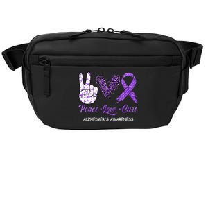 Alzheimers Awareness Peace Love Cure Leopard Crossbody Pack