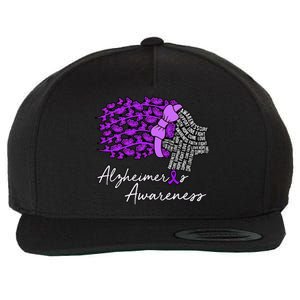 Alzheimers Awareness Purple Flowers Ribbon Month Graphic Wool Snapback Cap