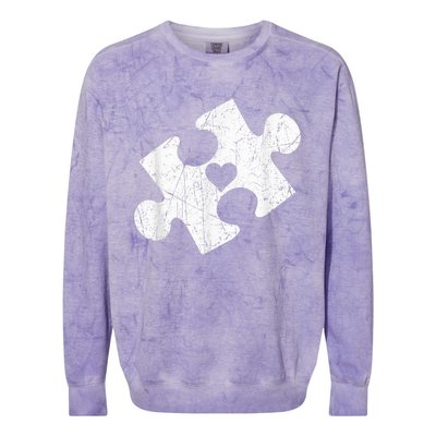 Autism Awareness Puzzle Piece Heart Autistic Colorblast Crewneck Sweatshirt