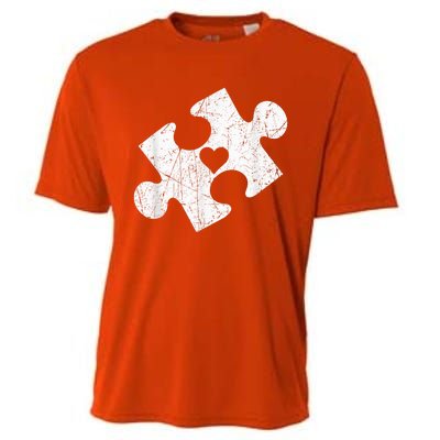 Autism Awareness Puzzle Piece Heart Autistic Cooling Performance Crew T-Shirt