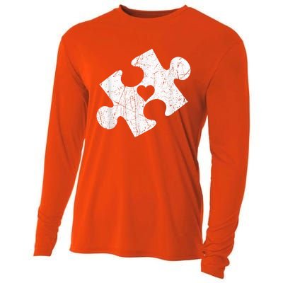 Autism Awareness Puzzle Piece Heart Autistic Cooling Performance Long Sleeve Crew